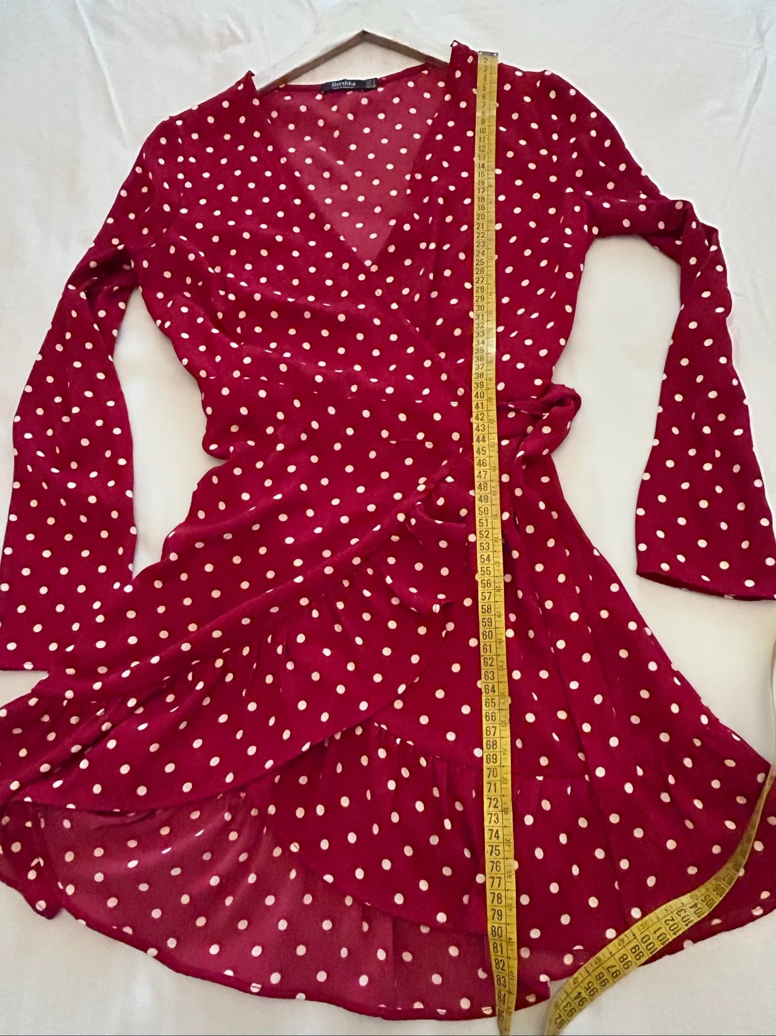 Vestido curto vintage bordô com pontos brancos da Bershka tamanho P – photo 7